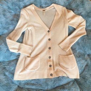 Free People White/Cream Button Down Cardigan